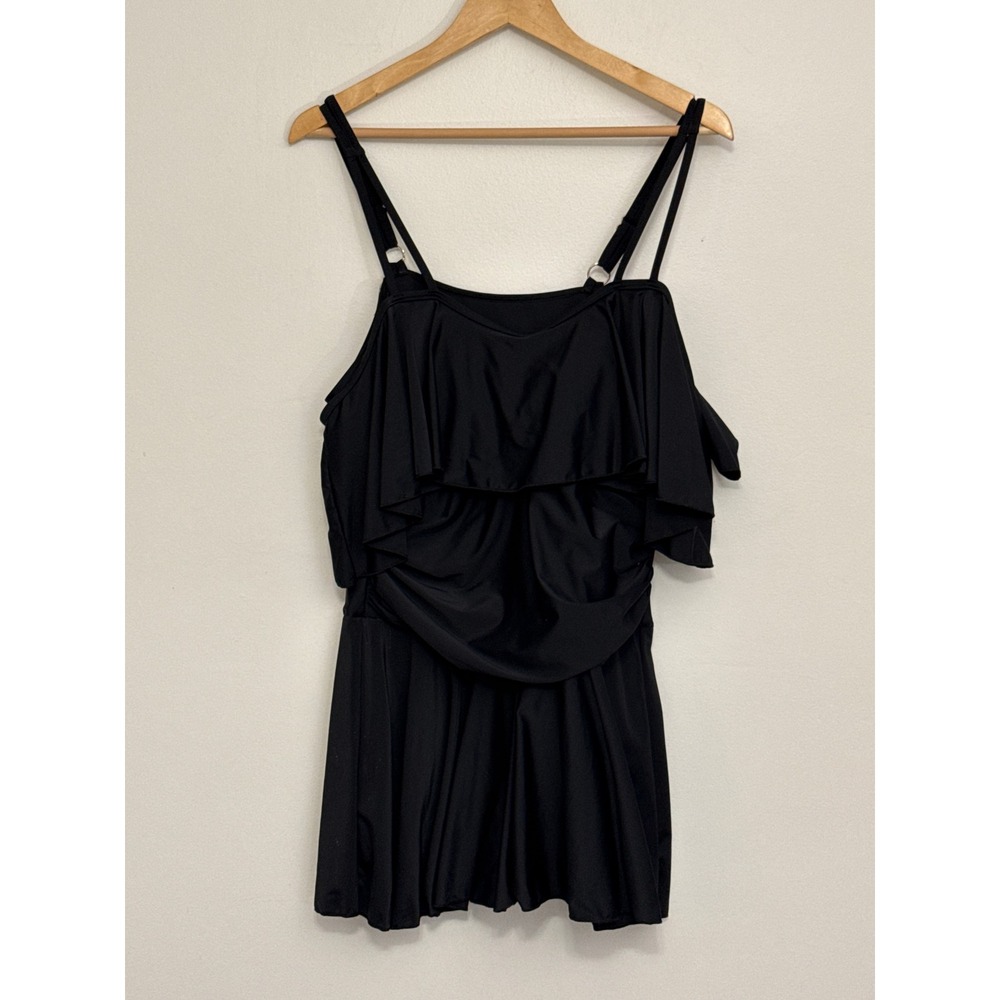 Cocopear Ruffle Tiered Swim Dress Adjustable Straps Womens XL Beach Resort
